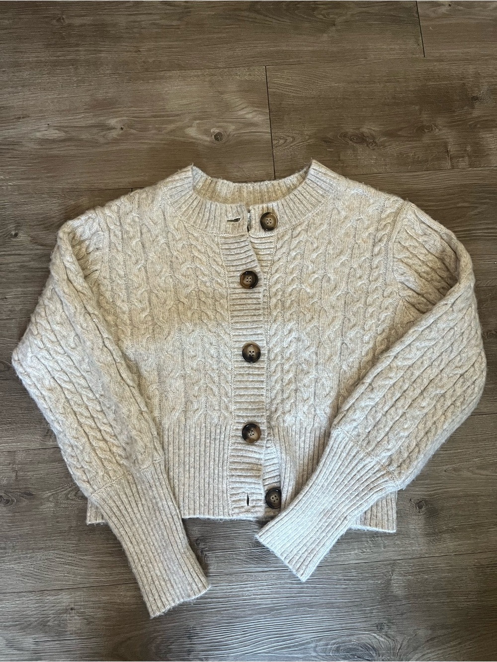 Rachel Zoe Cream Cable Knit Button Cardigan